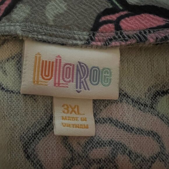 LuLaRoe CASSIE 3x Pencil Skirt Gray Green Red Yellow Roses - Picture 3 of 3